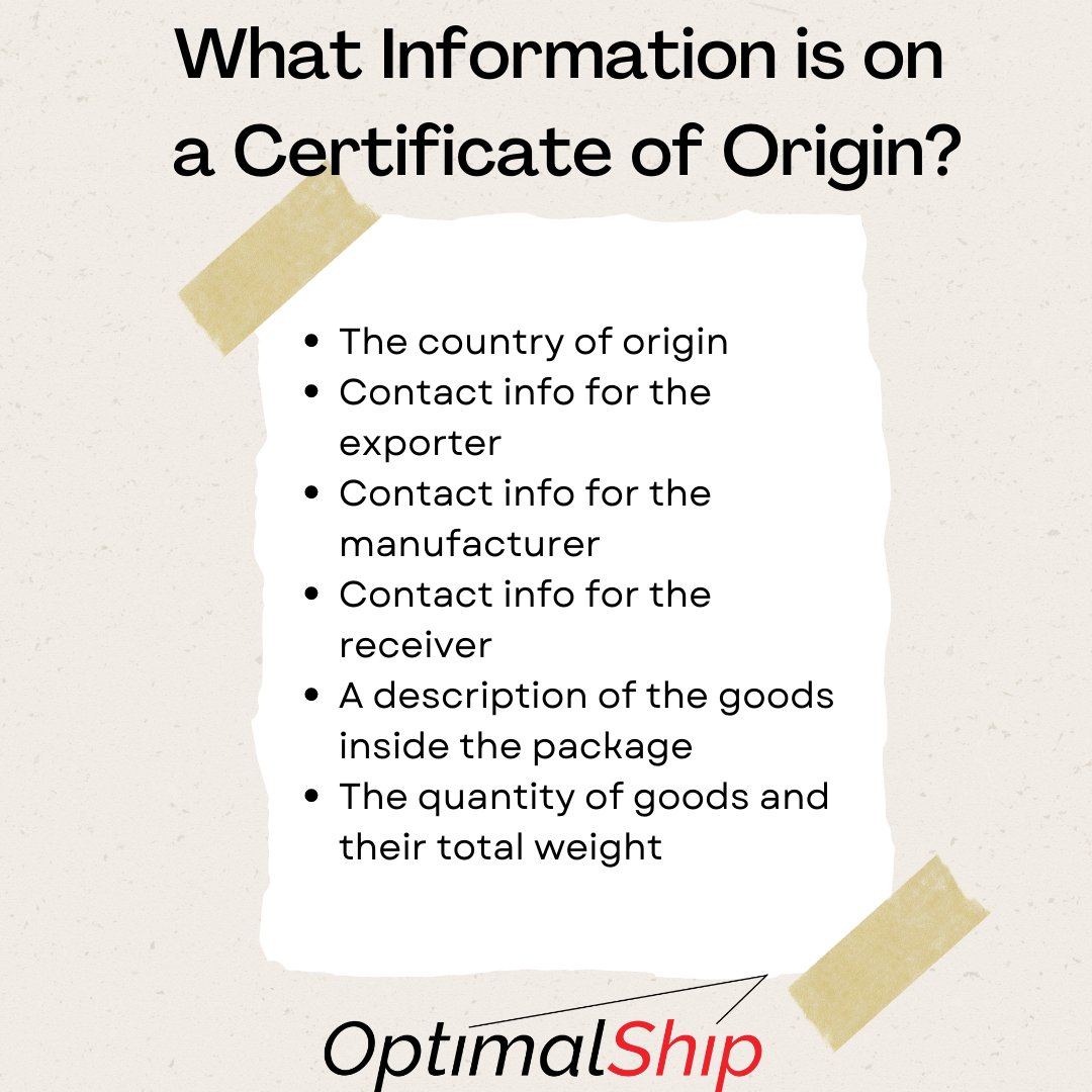 Certificate of Origin